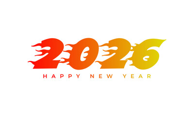 2026 happy new year text with vibrant gradient colors, symbolizing energy, future, celebration, and swift transition Vector Happy new year 2026 design. 2026 logo text design.