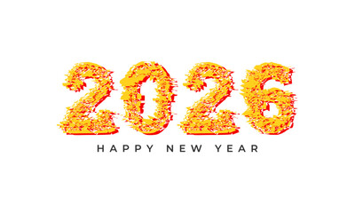 Happy new year 2026 text design with vibrant brush stroke texture and celebration. holidays, calendar event, season. Vector Happy new year 2026 design. 2026 logo text design.