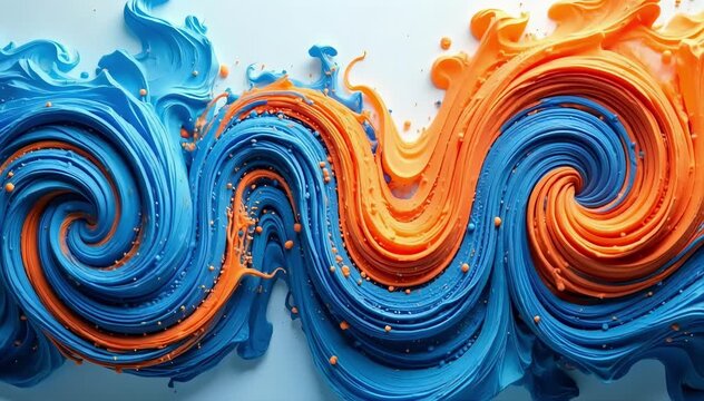 Blue and orange complementary swirl loop 