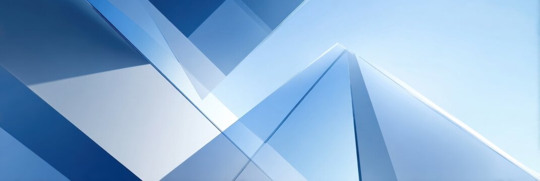 Abstract Blue and Grey Glass Planes Intersecting in Geometric Design