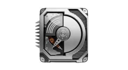 Stylized 3D Render of a Hard Disk Drive with Metallic Casing computer technology