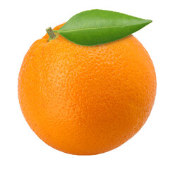 Orange fruit with leaves ( Navel oranges) isolated, transparent PNG, PNG format, cut out