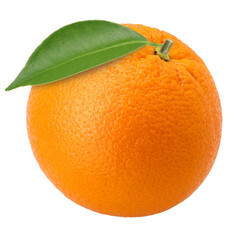 Close-up, Orange fruit with leaves ( Navel oranges) isolated, transparent PNG, PNG format