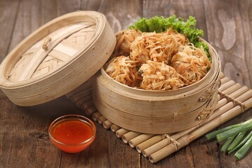 Udang Rambutan. Rambutan Shrimp is a type of fried dimsum, ball-shaped and filled with chopped...