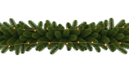 A festive christmas garland with warm led fairy lights, perfect for holiday decoration, isolated on transparent background