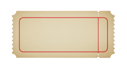 Retro Vintage Ticket Design Event Admission Coupon Raffle Entry Pass Aged Paper Texture with Red Border Blank Space for