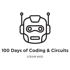  "100 Days of Coding & Circuits" STEAM Kids Robot Icon - Education & Technology