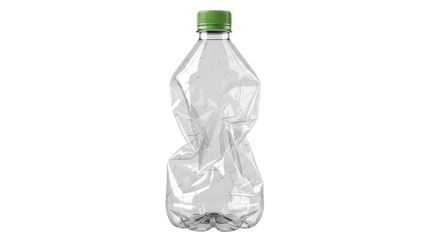 Recycled Plastic Bottle Art Illustration Green Cap Clear Eco Water Bottle Waste Management Pollution Prevention