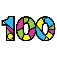 Colourful Geometric "100" Number Design - Celebration & Milestone Concept