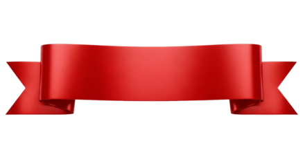 Red Ribbon Banner Graphic Design Celebration Promotion Decoration Holiday Anniversary Festive Event Birthday Isolated on