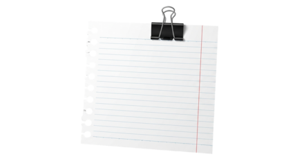 Blank White Notebook Paper on a Black Background Office Clip Binder Lined Page List Notes Writing Design Stationery