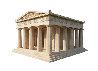 Fototapeta premium Ancient Greek Temple with Classical Columns and Steps, Historical Landmark PNG