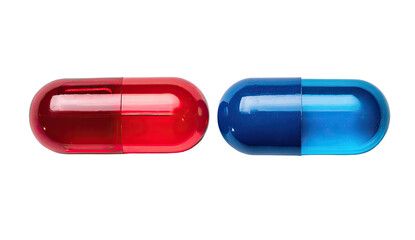 Two pills, red and blue, side-by-side (1)