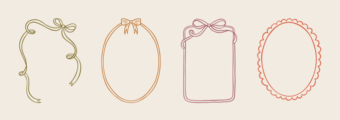 Minimalist hand drawn border collection with elegant curves, French swirls, and decorative elements. Great for autumn wedding templates, birthday cards, or romantic invitations.