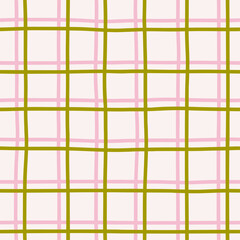 Playful retro seamless patterns with wavy lines, checks, and polka dots. Hand-drawn abstract textures in pink and pastel tones &mdash; ideal for vintage prints, stationery, and creative fabric design