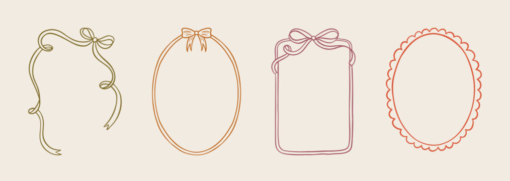 Minimalist hand drawn border collection with elegant curves, French swirls, and decorative elements. Great for autumn wedding templates, birthday cards, or romantic invitations.