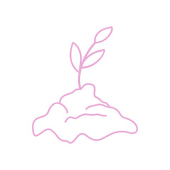 Sprout in Soil: Pink Line Art