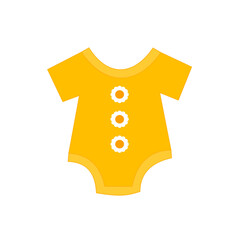 Yellow Baby Bodysuit with Daisy Buttons - Flat Vector Illustration