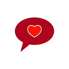 Red Heart in Speech Bubble: Love Communication