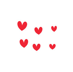 Scattered Red Hearts on White, Love and Affection Concept