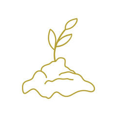 Sprout Icon: Golden Seedling Emergence from Soil
