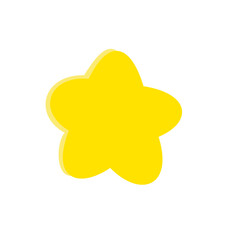 Cartoon Yellow Star with Drop Shadow on White Background