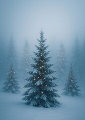 Fototapeta premium Serene snowy forest scene