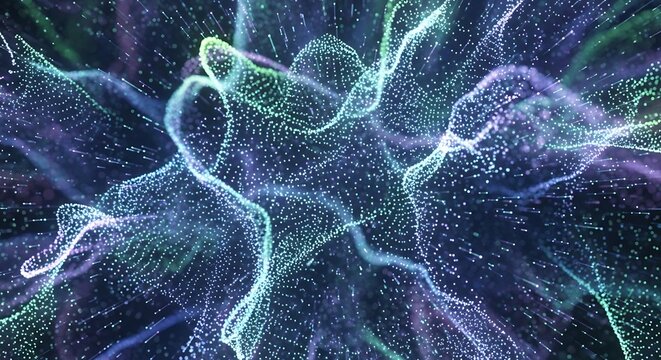 Abstract futuristic digital particle wave network background.