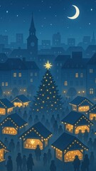 Obraz premium Festive night market wallpaper for mobile phone