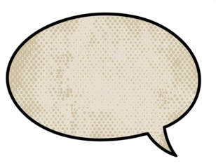 Vintage textured speech bubble with subtle halftone pattern isolated on transparent background