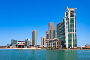 Fototapeta premium Al Reem Island skyline panoramic view, Abu Dhabi