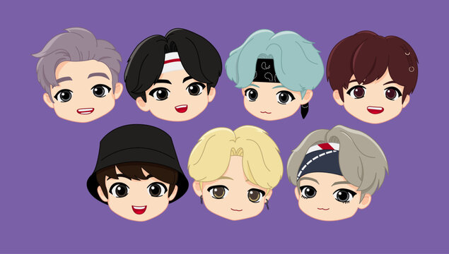 kpop idol cute characters illustration