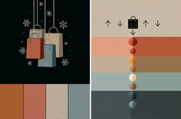 Winter sales promotion banner, limited color palette, modern graphic design