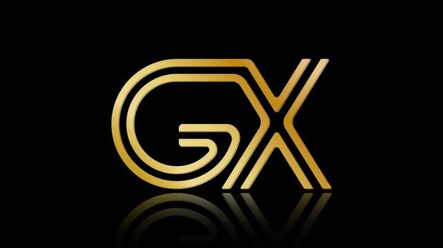 Stylized lowercase G and X with reflections, connected by a single line. Idea for a logo, emblem, or creative design