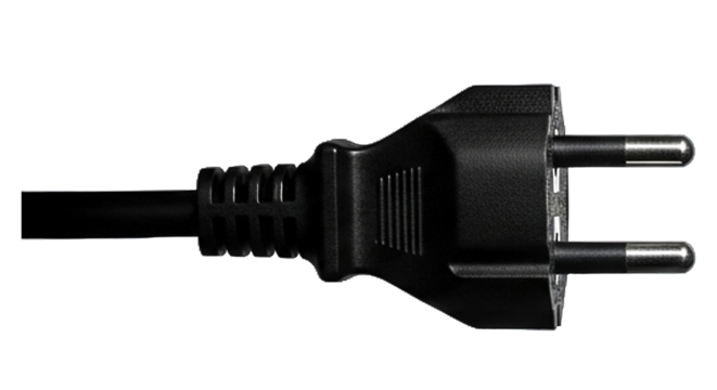Black electrical plug isolated on transparent background showing the concept of connection, power, energy, electricity, and the importance of staying connected