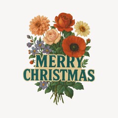 Naklejka premium Vintage floral Christmas greeting