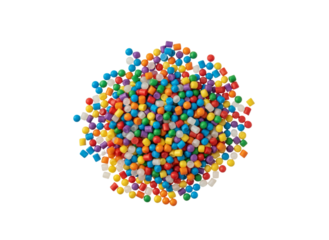 Raw Industrial Plastic Granules in Multiple Colors PNG