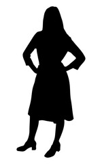 Woman silhouette standing with hands on hips. Vector illustration