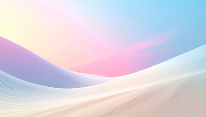 Abstract pastel desert landscape with soft sand dunes and a colorful sky.