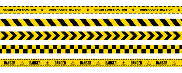 A series of yellow and black striped lines with the word Danger written on them