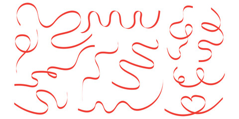 Set of Red grunge hand drawn arrows isolated on white.