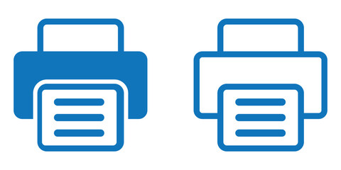 Printer icon and print symbol, fax sign.