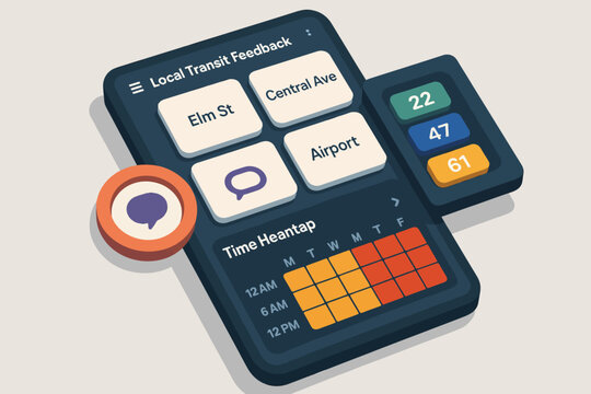 Interactive transit feedback app design with schedule and heatmap features