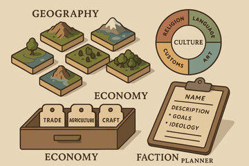 Worldbuilding elements: geography, economy, and faction planning guide