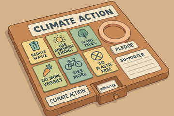Climate action board game promoting eco-friendly lifestyle choices