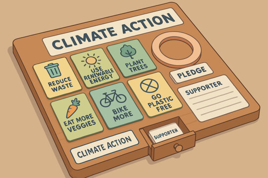 Climate action board game promoting eco-friendly lifestyle choices