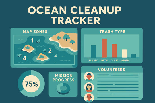 Ocean cleanup tracker: monitoring progress, map zones, trash type, and volunteers