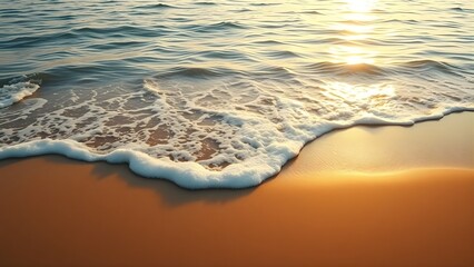 Golden Hour at the Shore Sun-Kissed Waves Lapping the Sandy Beach