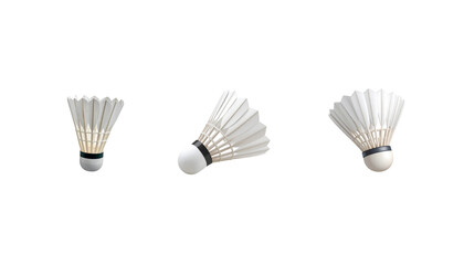 Badminton racket and shuttlecock isolated on white background