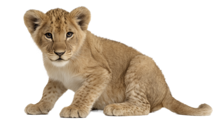 A young female lion cub beside an eight-year-old lioness panthera leo in the wild. transparent png
